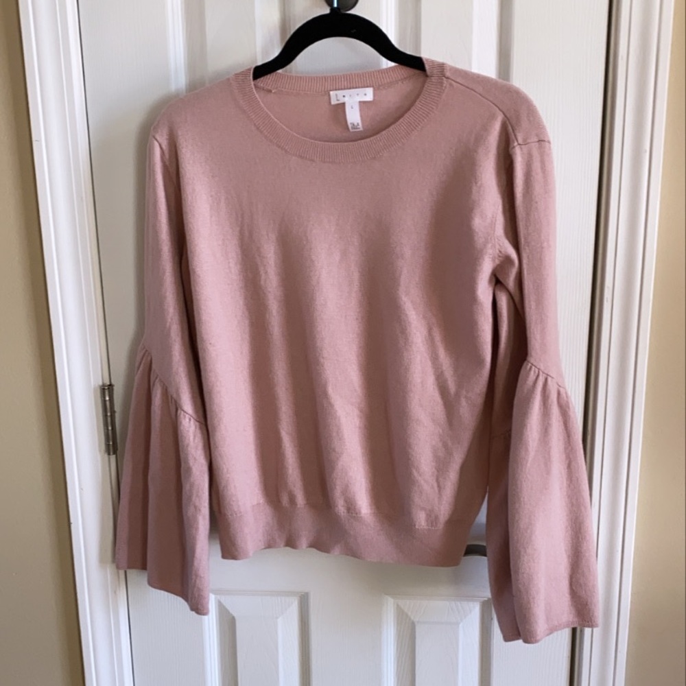 Soft Trumpet Sleeve Pink Sweater